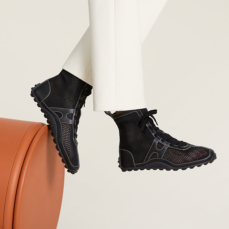 HERMES 新作 ハイトップスニーカー 本革&メッシュ 黒 白 Kiatsu HERMES 新作 ハイトップスニーカー 本革&メッシュ 黒 白 Kiatsu